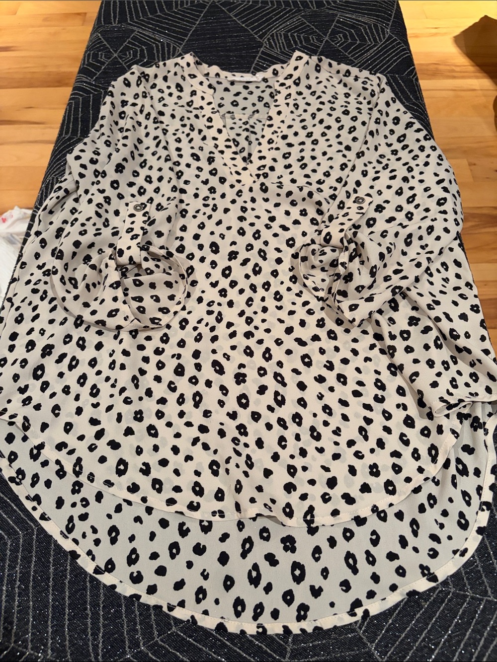 Lush Cream Tunic with Black Spot Print